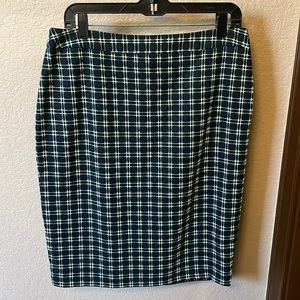 Blue with green plaid pencil skirt